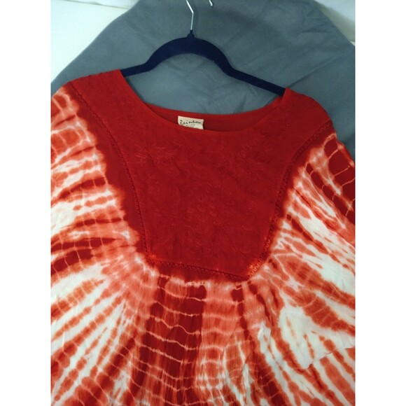 NWT Rainbow Rusty Orange Boho Embroidery Beach Swim Coverup Kimono One Size - Picture 11 of 14